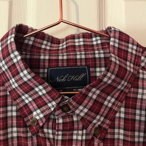 Nob Hill Red & Black Plaid Button Down Shirt Sz L - Picture 2 of 12
